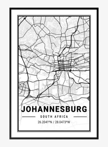 Map of Johannesburg, South Africa Print