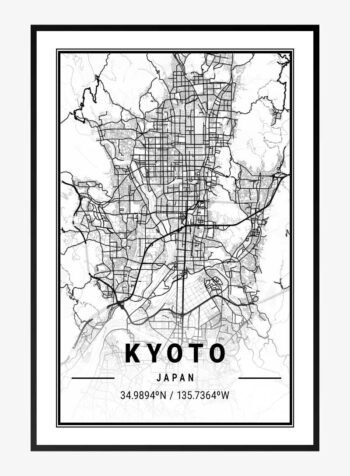 Map of Kyoto, Japan Print