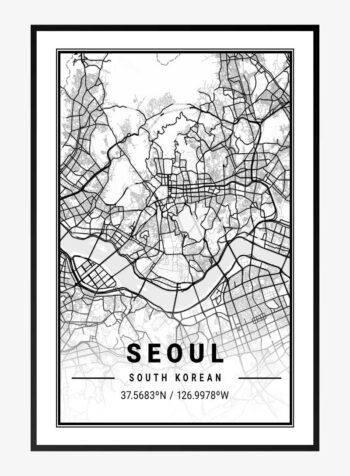Map of Seoul, South Korea Print