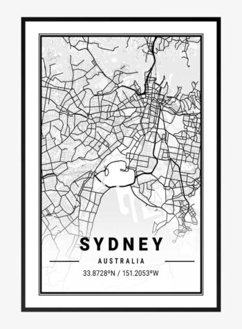 Map of Sydney, Australia Print