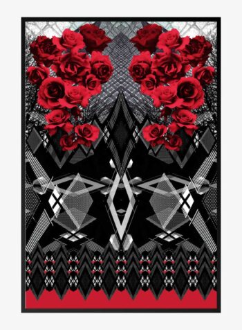Crimson Echoes Amidst Geometry Print