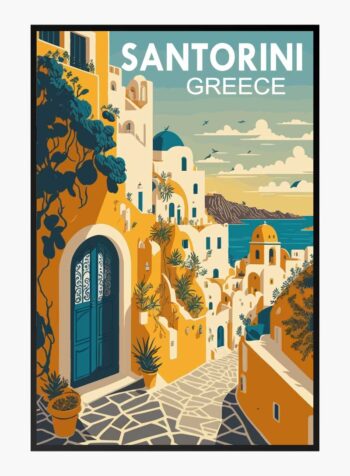 Sunlight on Santorini Paths Print