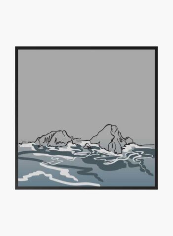 ภาพพิมพ์ขาวดำแห่งความสงบสุขของมหาสมุทร